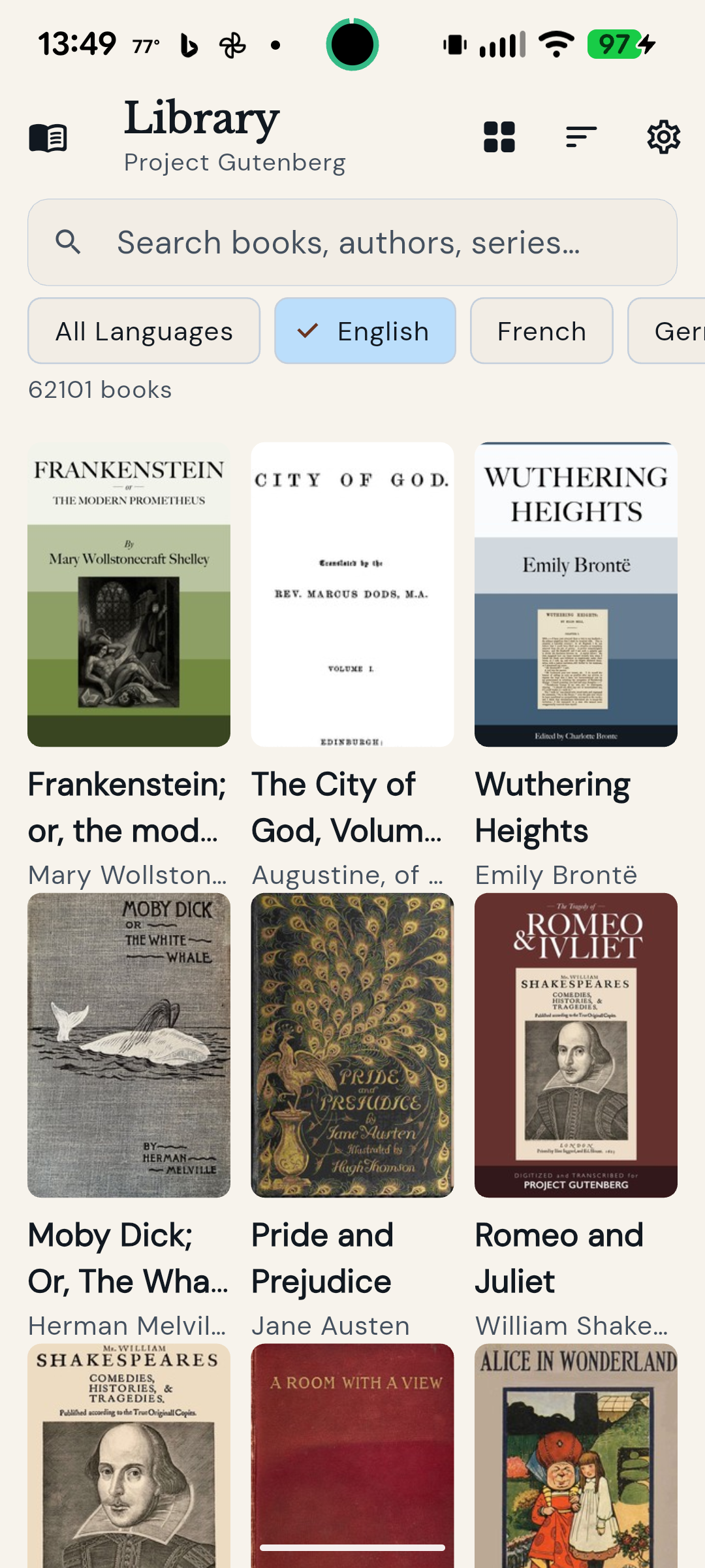 Browse your Gutenberg library